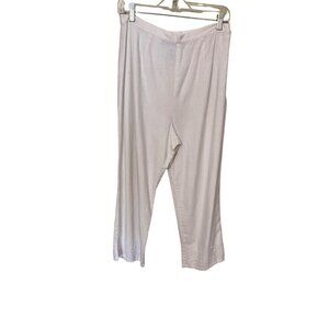 Sag Harbor Womens Linen Blend White Cropped Pants Size 14 Beachy Boho Lagenlook